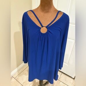 Love Squared Royal Blue Ring Detail Blouse